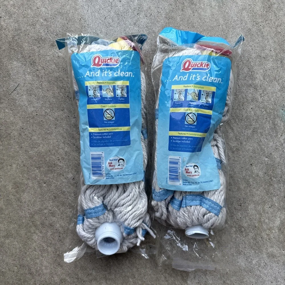 Quickie Home Pro Twist Mop Refill #035 Cotton Yarn Scrubber NOS 2006 Lot Of 2